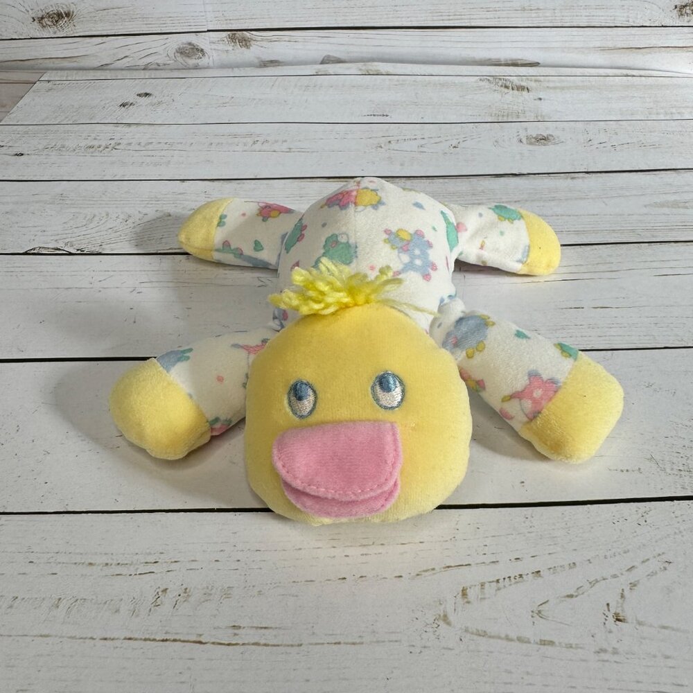 Vintage Eden Baby Duck Terry Cloth Pajamas With Lambs Plush Toy Pink Beak